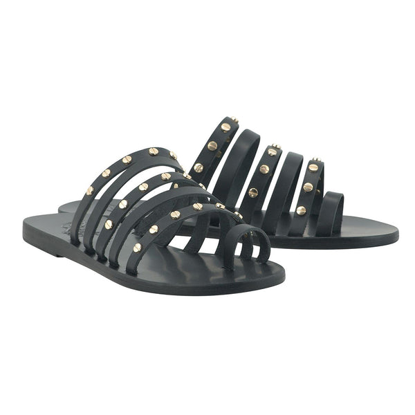 Ancient Greek Sandals Niki Nails Black