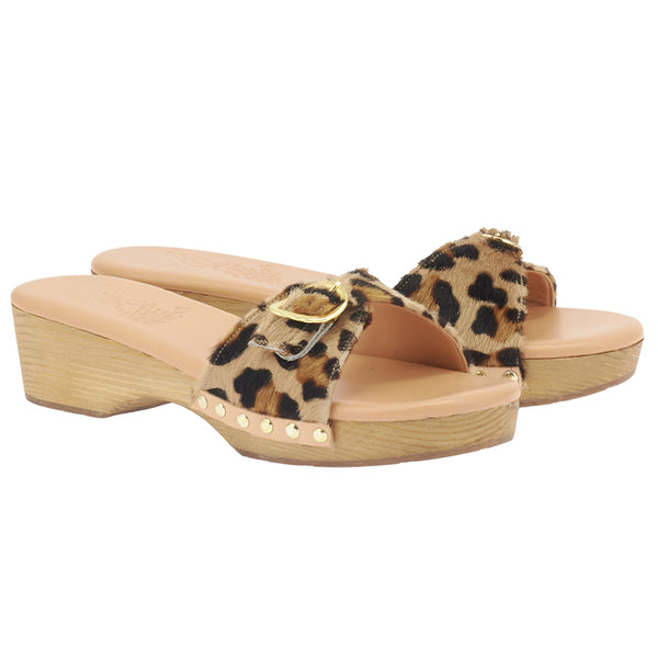 Ancient Greek Sandals Omonia Sabot Leopard