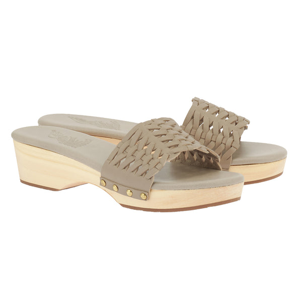 Ancient Greek Sandals Open Woven Clog Cement