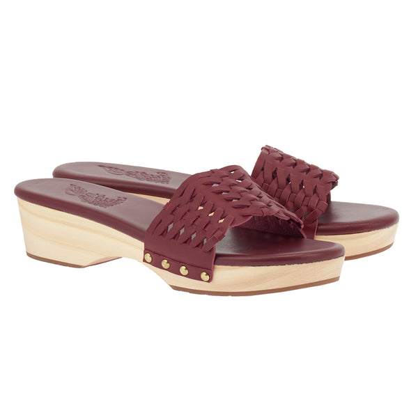 Ancient Greek Sandals Open Woven Clog Cherry