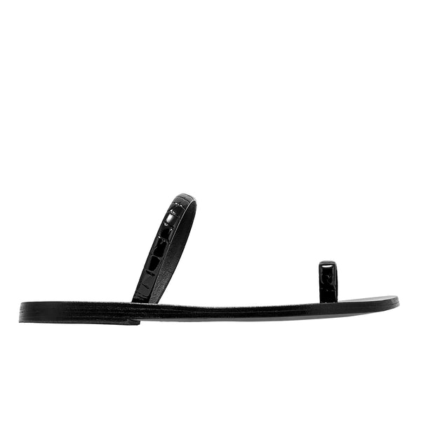 ancient greek sandals Ophion metallic Black