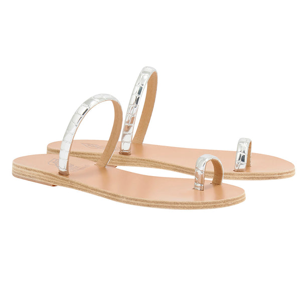 Ancient Greek Sandals Ophion Metallic Silver