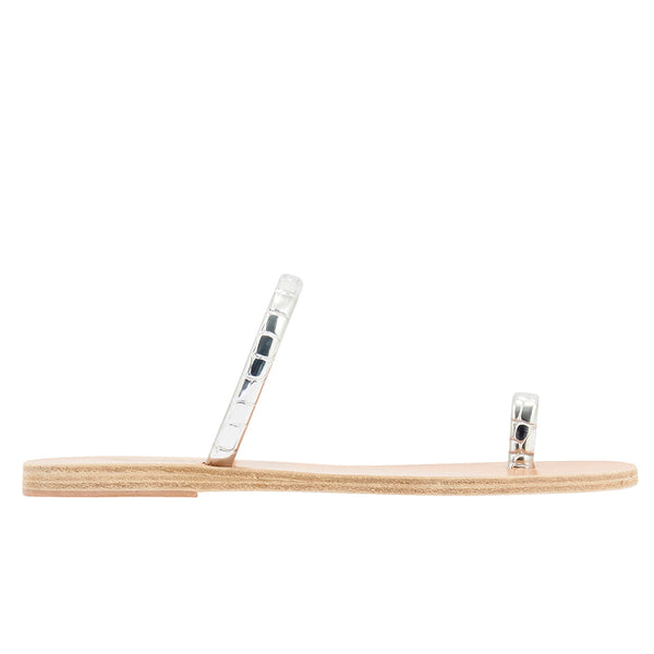 ancient greek sandals Ophion metallic Silver