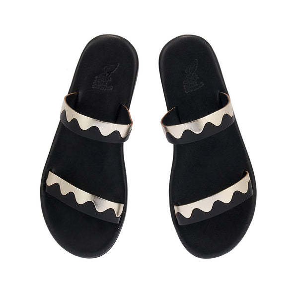 Ancient Greek Sandals Paralia Black / Platinum