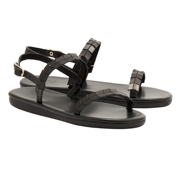 Ancient Greek Sandals Pirgos Black