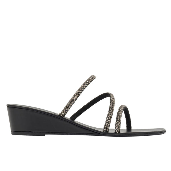 ancient greek sandals Polytimi low wedge Black