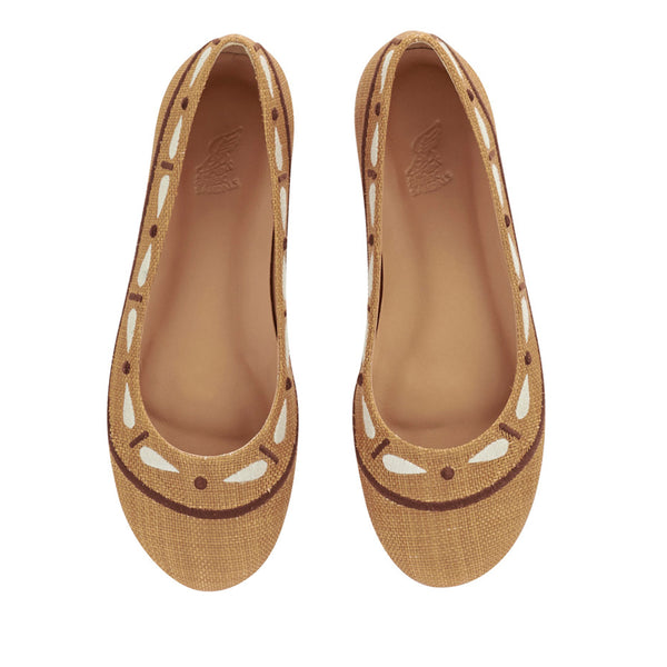 Ancient Greek Sandals Psathini Embroidery Cognac