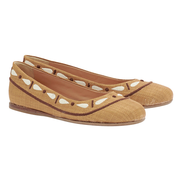 Ancient Greek Sandals Psathini Embroidery Cognac