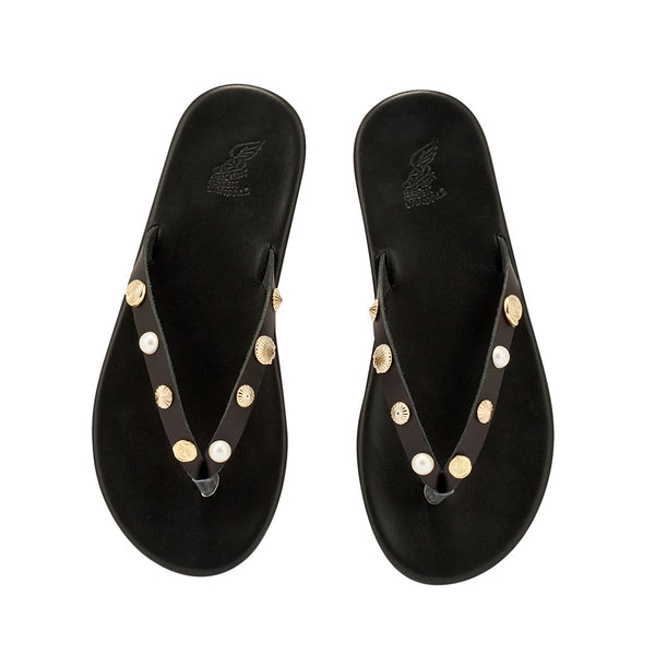 Ancient Greek Sandals Saionara Shells Black