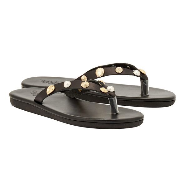 Ancient Greek Sandals Saionara Shells Black