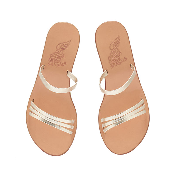 Ancient Greek Sandals Siopi Low Wedge Platinum