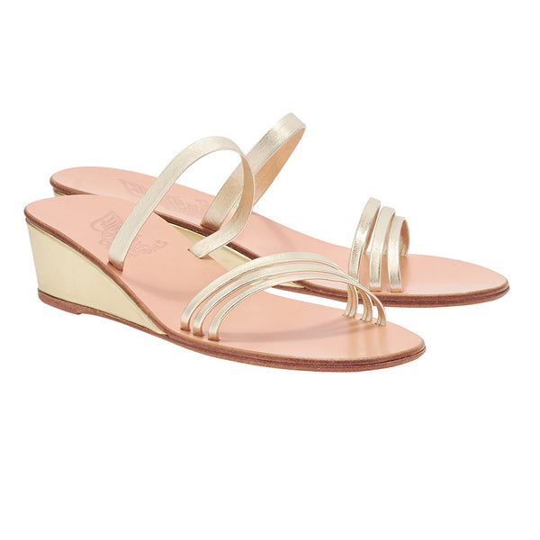 Ancient Greek Sandals Siopi Low Wedge Platinum