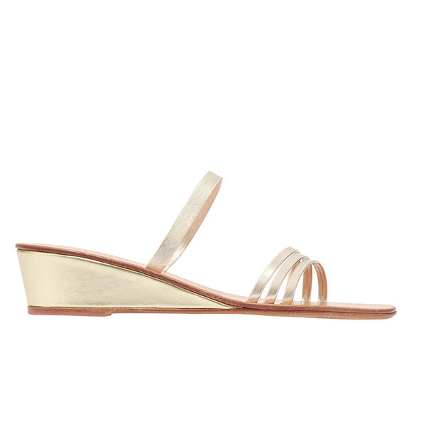 ancient greek sandals Siopi low wedge Platinum