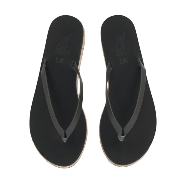 Ancient Greek Sandals Spetses Thong Black