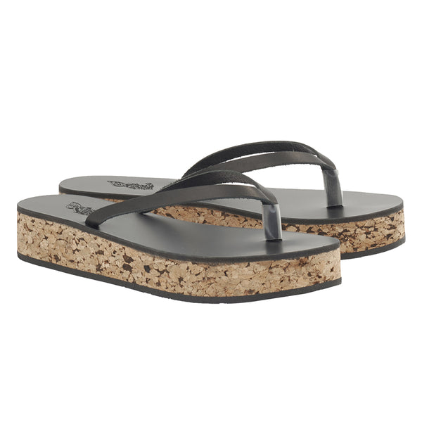 Ancient Greek Sandals Spetses Thong Black