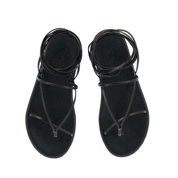 Ancient Greek Sandals String Flip Flop Black
