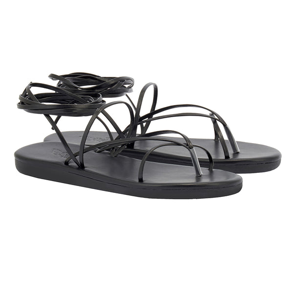 Ancient Greek Sandals String Flip Flop Black