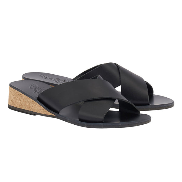 Ancient Greek Sandals Thais Wedge Black