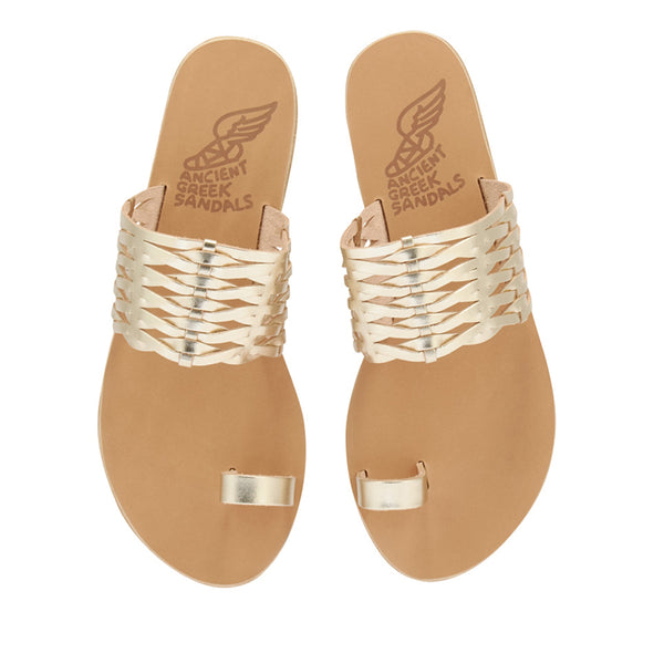Ancient Greek Sandals Thalia Woven Platinum