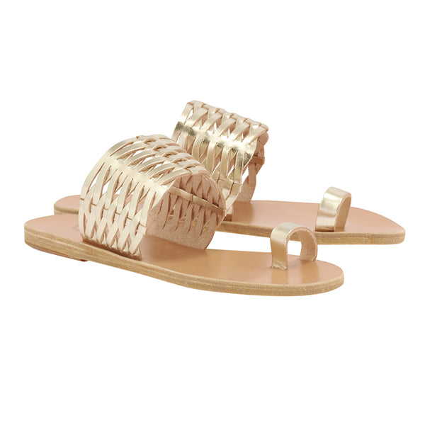 Ancient Greek Sandals Thalia Woven Platinum