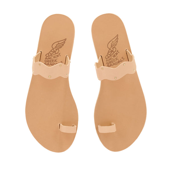 Ancient Greek Sandals Thasos Natural / Gold Studs