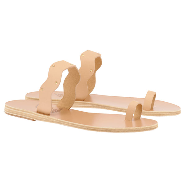 Ancient Greek Sandals Thasos Natural / Gold Studs