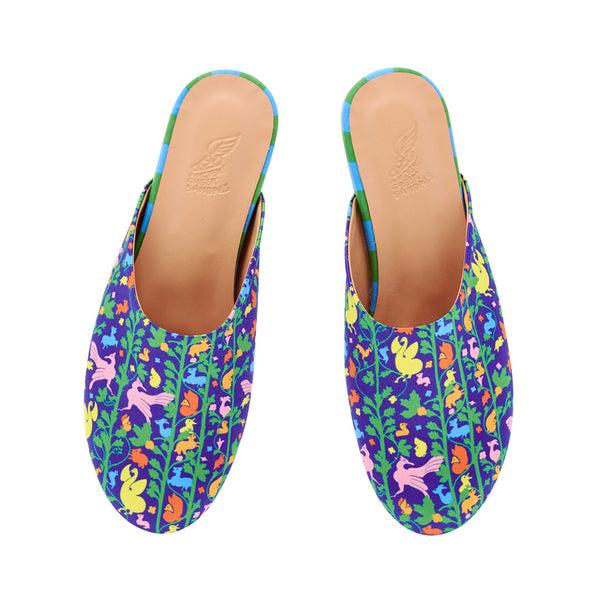 Ancient Greek Sandals The Slipper Kiknos Blue