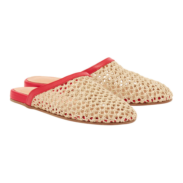 Ancient Greek Sandals The Slipper RED/NATURAL