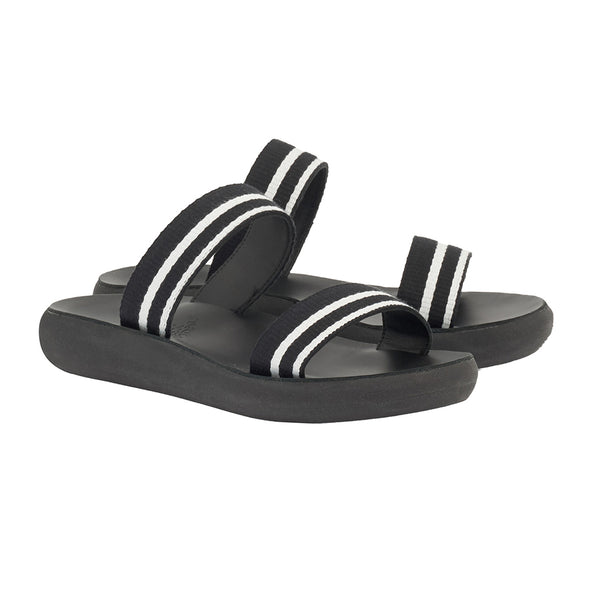 Ancient Greek Sandals Timia Black / Beige Stripes