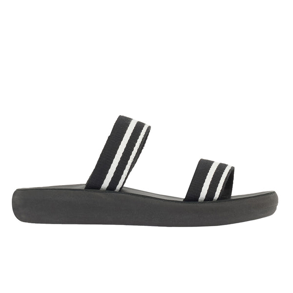 ancient greek sandals Timia Black / Beige Stripes