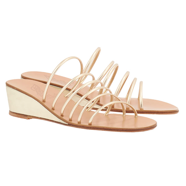 Ancient Greek Sandals Vania Low Wedge Platinum
