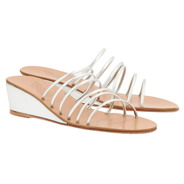 Ancient Greek Sandals Vania Low Wedge Silver