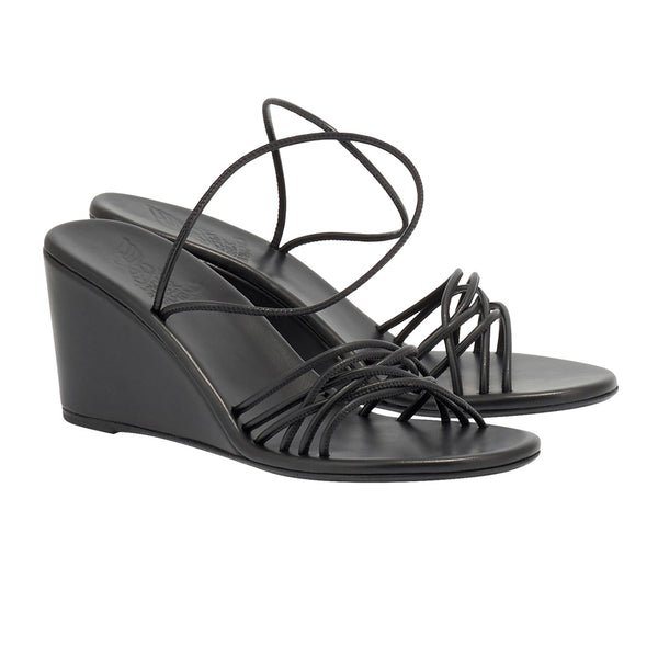 Ancient Greek Sandals Vasilisa Mid Wedge Black