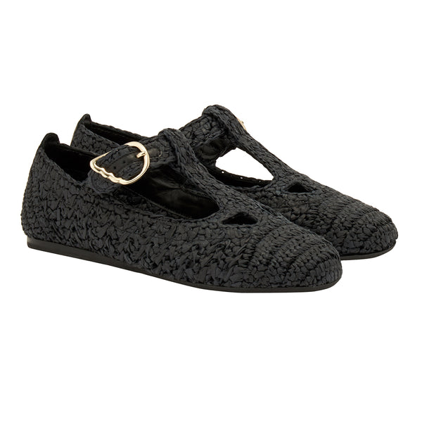 Ancient Greek Sandals Women Shoe Raffia Black