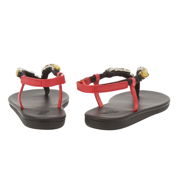 Ancient Greek Sandals Zoi Crystals Amber/Red