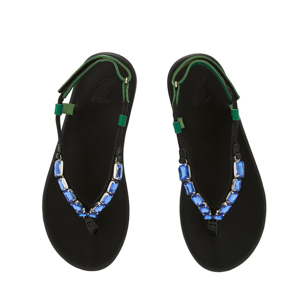 Ancient Greek Sandals Zoi Crystals Blue/Green