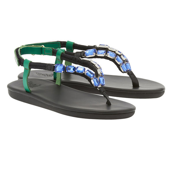 Ancient Greek Sandals Zoi Crystals Blue/Green