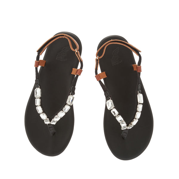 Ancient Greek Sandals Zoi Crystals Clear/Cotto