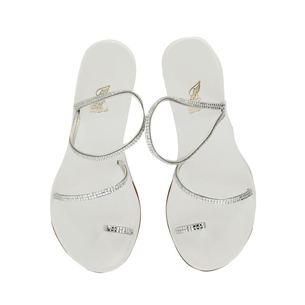 Ancient Greek Sandals Eleftheria Bridal Mid Wedge Square Silver