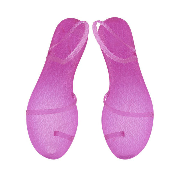 Ancient Greek Sandals Eleftheria Clear Fuchsia Glitter