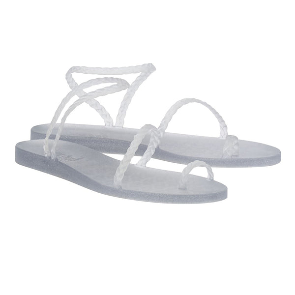 Ancient Greek Sandals Eleftheria CLEAR/SILVER GLITTER
