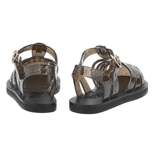 Ancient Greek Sandals Homeria Jelly Black / Silver Glitter