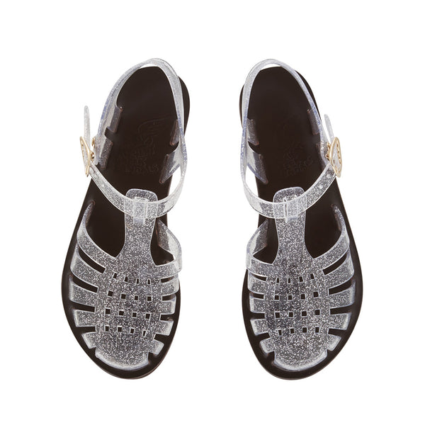 Ancient Greek Sandals Homeria Jelly CLEAR/SILVER GLITTER