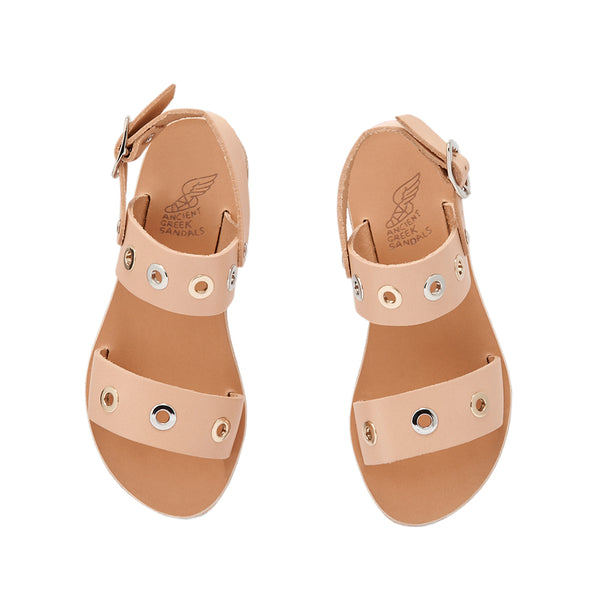 Ancient Greek Sandals Little Clio Eyelets Soft Natural