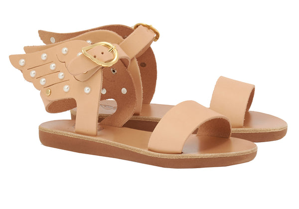 Ancient Greek Sandals Little Ikaria Pearls Soft Natural