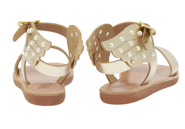 Ancient Greek Sandals Little Ikaria Pearls Soft Platinum