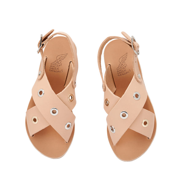 Ancient Greek Sandals Little Maria Eyelets Soft Natural