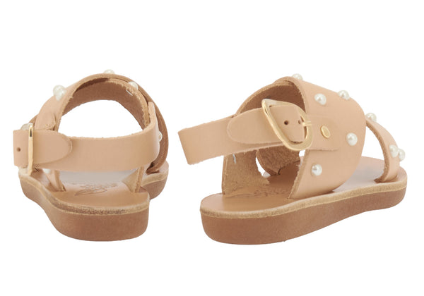 Ancient Greek Sandals Little Maria Pearls Soft Natural