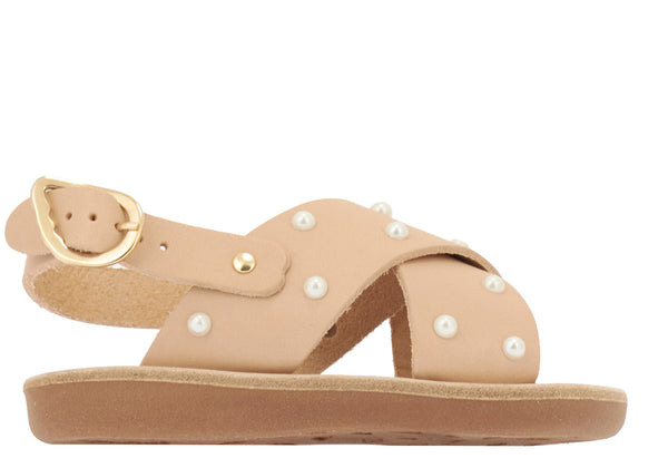 ancient greek sandals Little maria pearls soft Natural