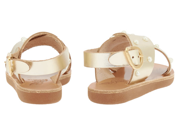 Ancient Greek Sandals Little Maria Pearls Soft Platinum